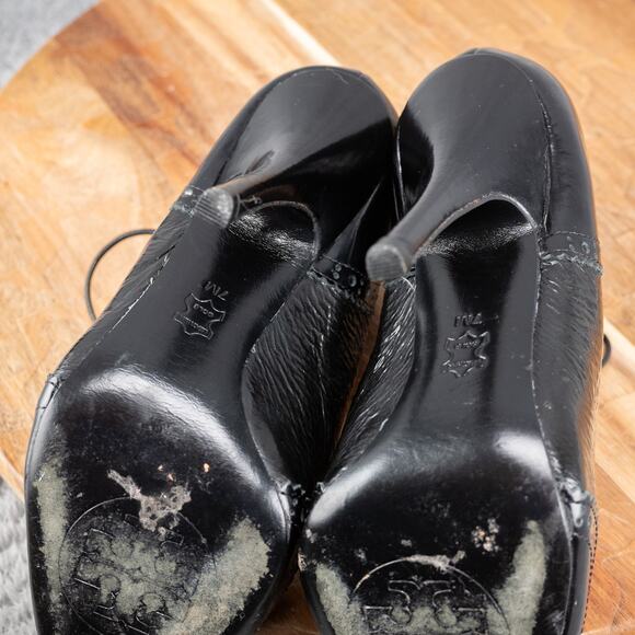 Tory Burch Hawthorn Black Oxford Brogues Tassels Patent Leather Stiletto 7.5 - Picture 7 of 7